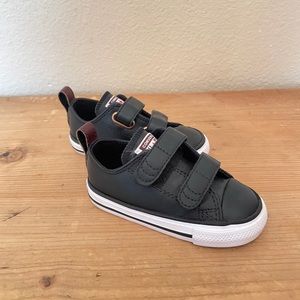Black Leather Converse Velcro Shoes - Toddler Size 6